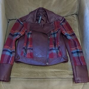 Design Lab Lord & Taylor Red Leather Moto Jacket